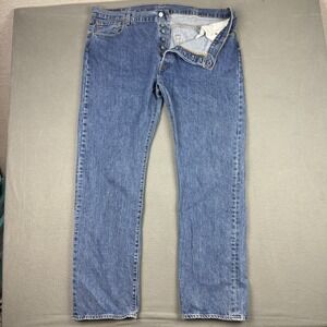 Levis 501 Jeans Mens 42x34 Blue Medium Wash Straight Leg Original Denim